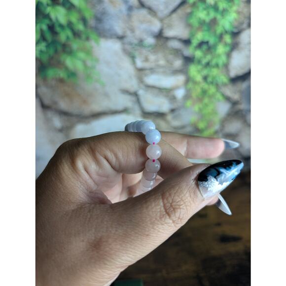 Rose quartz and Celestite bracelet beautiful coquette fairy crystal pastel witch - Picture 3 of 4